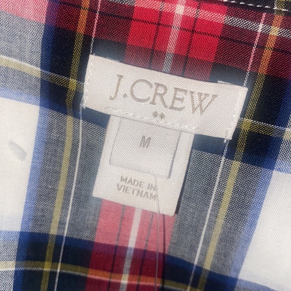 NWT Jcrew Factory cotton lightweight ruffle tartan plaid button-down, MEDIUM! - Picture 2 of 8